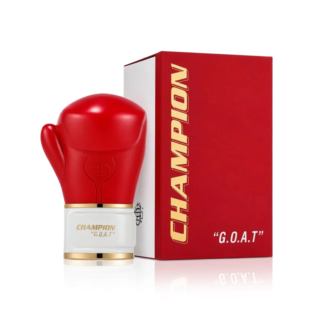 Fragrance World Champion G.O.A.T Eau de Parfum 80 ml Hombre - frasco y presentación